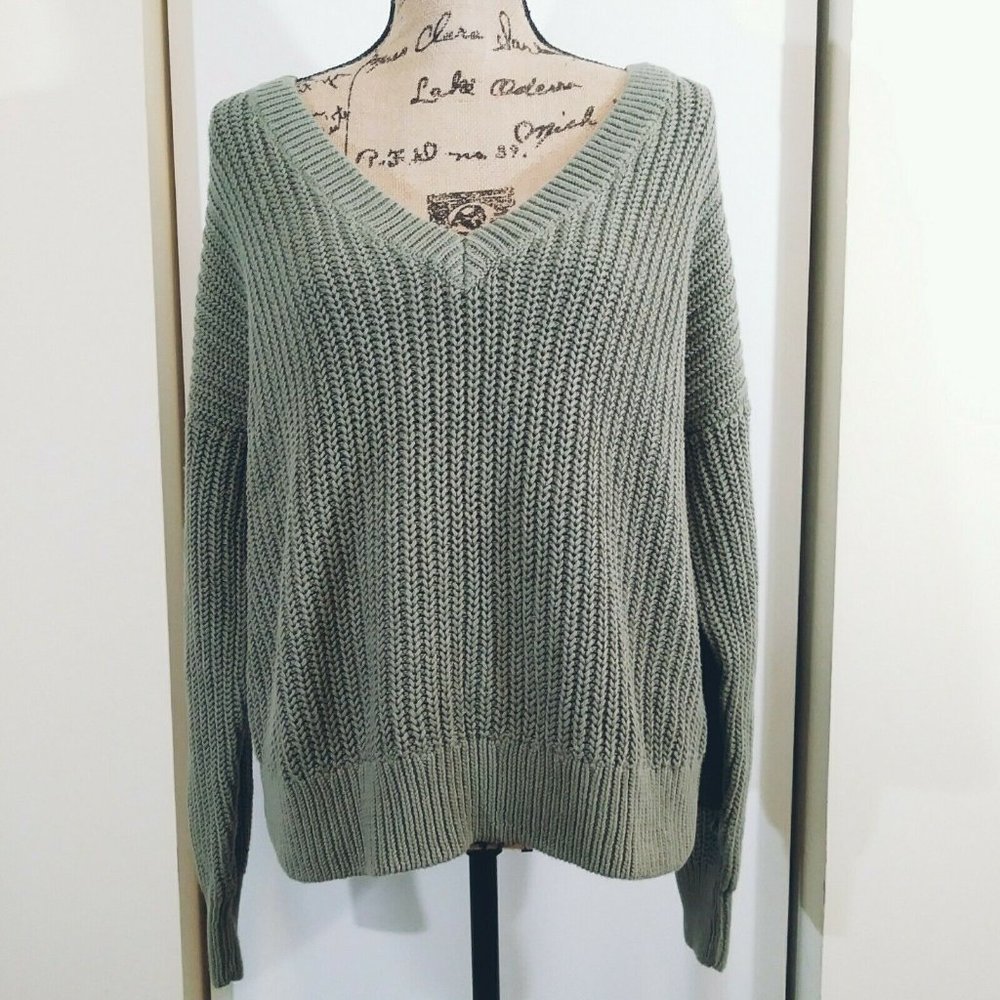 PINK VS Heritage V Neck Sweater Light Gray L